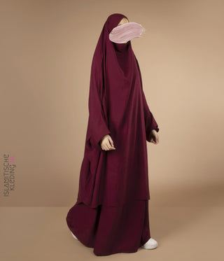 2-Delige  TIE-BACK  Jilbab Elast. Polsjes - Burgundy