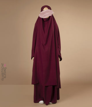 2-Delige  TIE-BACK  Jilbab Elast. Polsjes - Burgundy