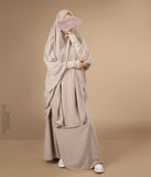 2-Delige  TIE-BACK  Jilbab Lycra polsjes - Nude
