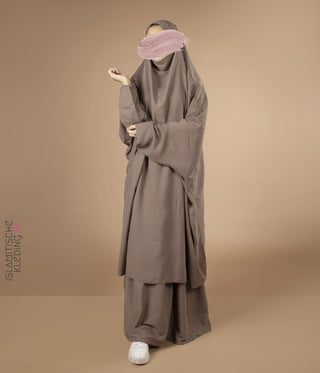 2-Delige  TIE-BACK  Jilbab Elast. Polsjes - Taupe