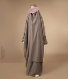 2 Parçalı Arkadan Bağlamalı Jilbab Elast. Bilekler - Taupe