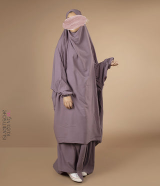 2-Delige  TIE-BACK  Jilbab Elast. Polsjes - Dusty Mauve