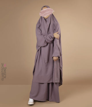 Jilbab Elast 2 Pièces TIE-BACK. Poignets - Mauve poussiéreux