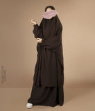 2-Delige TIE-BACK Jilbab Elast. Polsjes- Chocolate