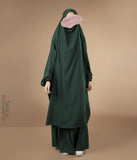 2 Parçalı Arkadan Bağlamalı Jilbab Elast. Bileklik - Orman Yeşili
