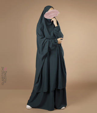 Jilbab Elast 2 Pièces TIE-BACK. Poignets - Paon