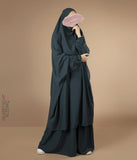 2 Parçalı Arkadan Bağlamalı Jilbab Elast. Bilekler - Tavus Kuşu