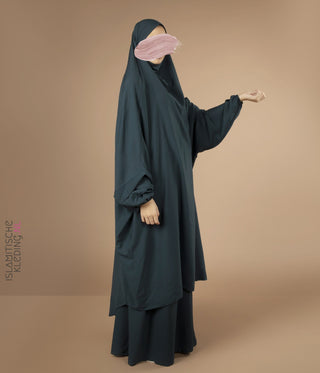 Jilbab Elast 2 Pièces TIE-BACK. Poignets - Paon