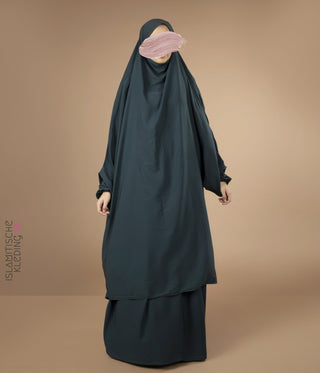 Jilbab Elast 2 Pièces TIE-BACK. Poignets - Paon